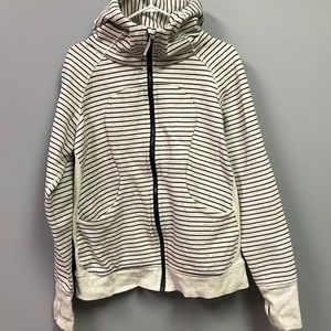 Lululemon Athletica Hoodie Sweatshirt Womens Size 10 light grey with stripes